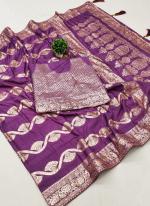 Dola Silk Purple Festival Wear Weaving Saree